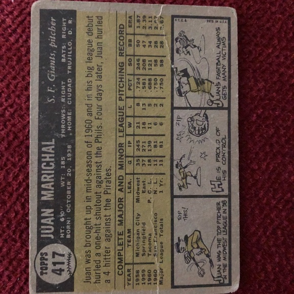 Juan Marichal Baseball card - Picture 2 of 2